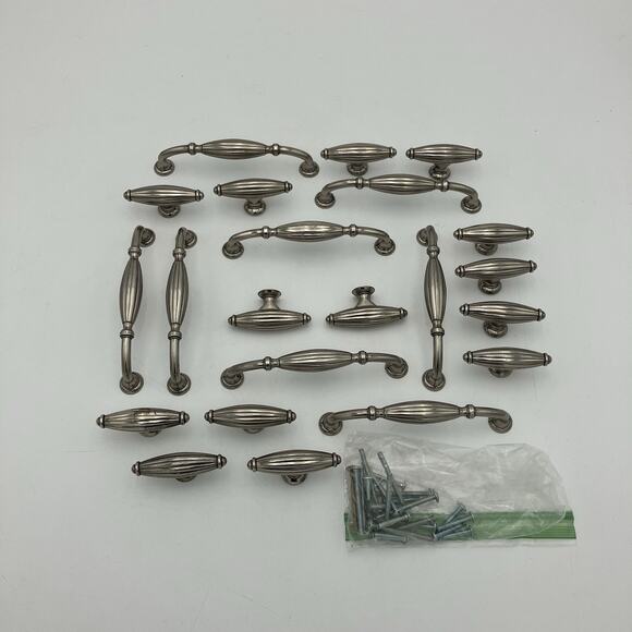 Stone Mill French Country 5 in. CC Weathered? Nickel Cabinet Pulls 8 & 14 Drawer - Picture 2 of 9